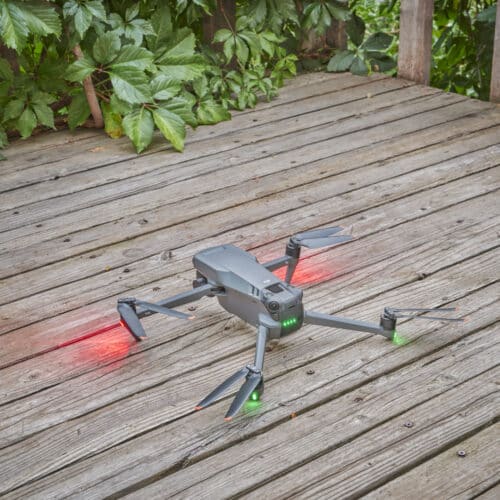 quadcopter drone taking off from back deck